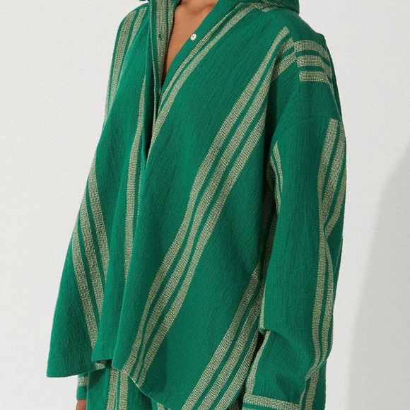 Zulu & Zephyr Organic Cotton Button-Up Shirt - Forest Stripe - Picture 5 of 7